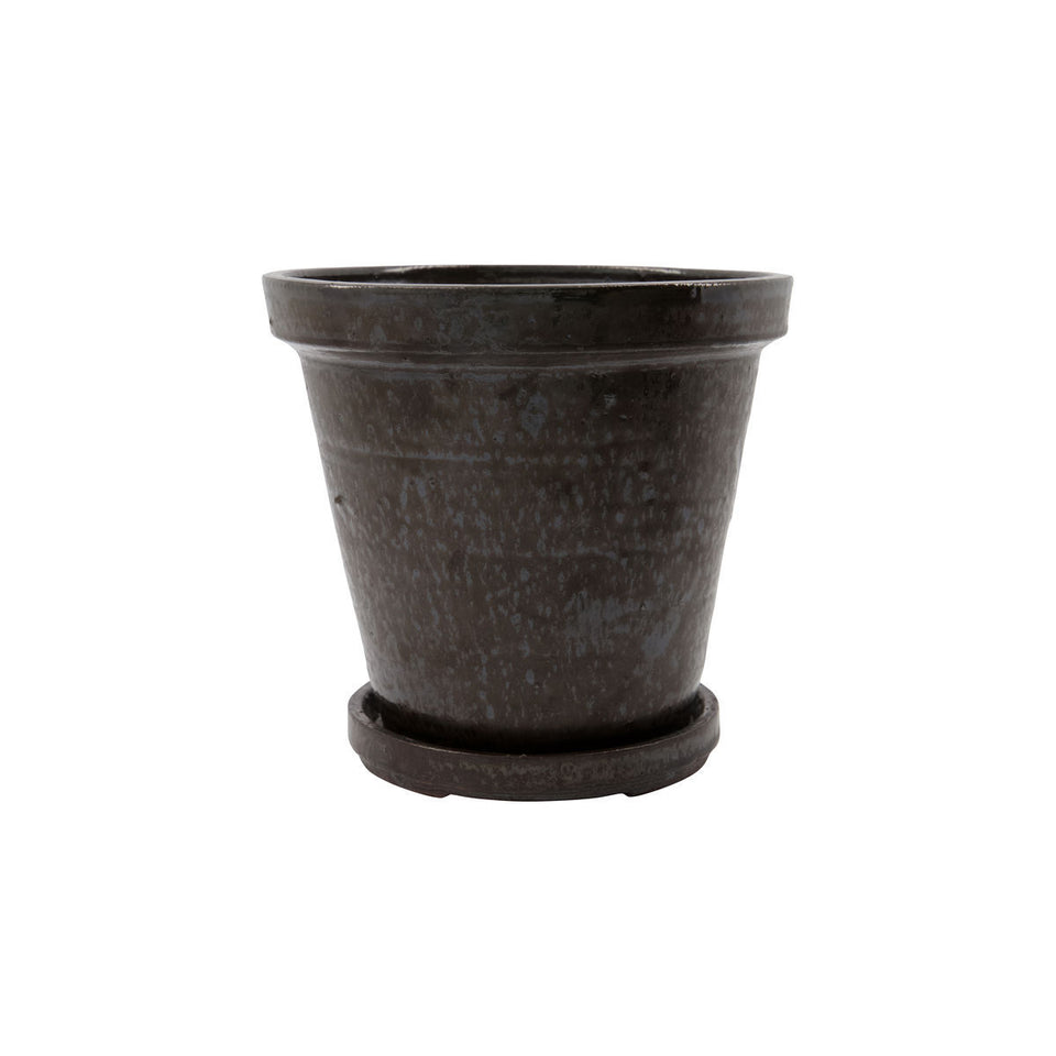 House Doctor Blumentopf mit Untersetzer, HDFlower, Braun