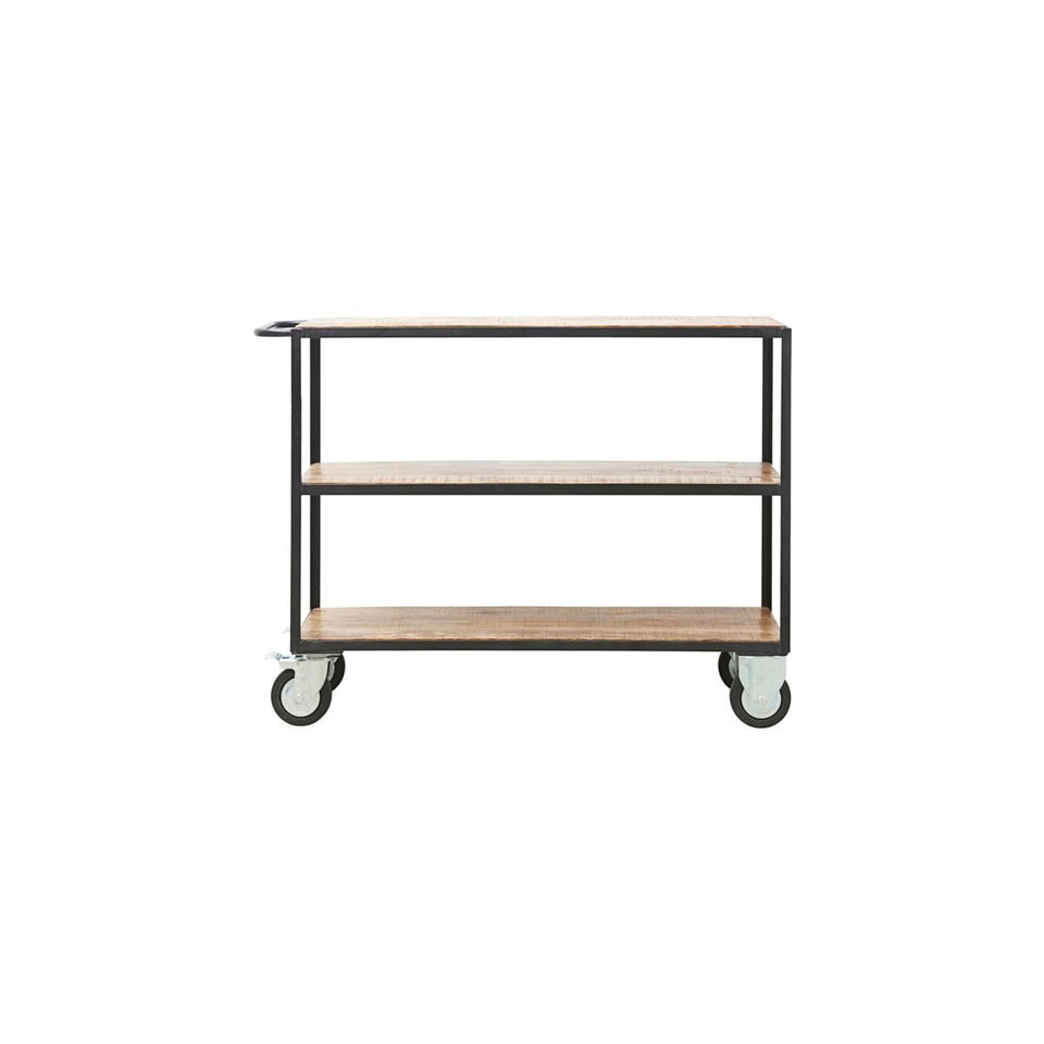 House Doctor Regal mit 4 Rollen, Schwarz / Holz